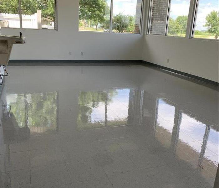 Commercial tile floor is shiny and clean 