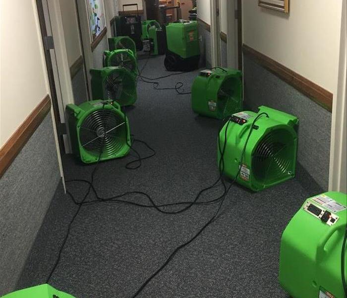 air movers in a hallway